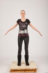 Whole Body Woman White Casual Slim Bald Female Studio Poses